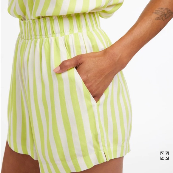 NWT Bando Chill Shorts Lime Green Striped Pajamas Leisure Club size XL Ban.do - Picture 3 of 8